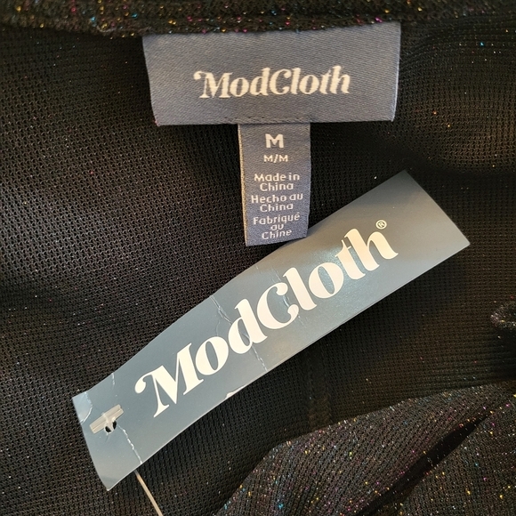 NWT Modcloth Black Promised You Heaven Sheer Metallic Mesh Midi Dress Size Mediu - Picture 7 of 7